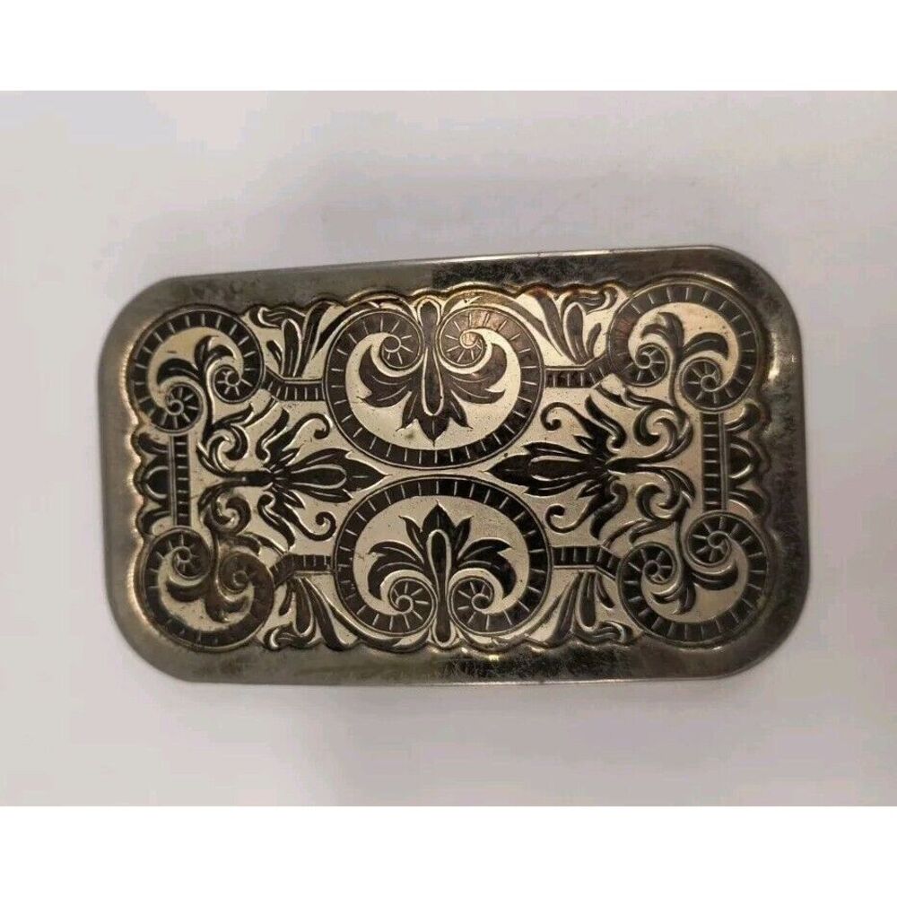 Vintage Nickel Plated Metal Western Cowboy Belt Buckle Rectangular - Picture 4 of 8